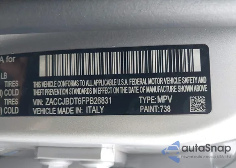 2015 Jeep Renegade Limited z USA, uszkodzony, nr VIN ZACCJBDT6FPB26831